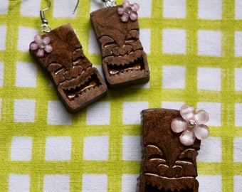 Tiki Oorbel & Broche set