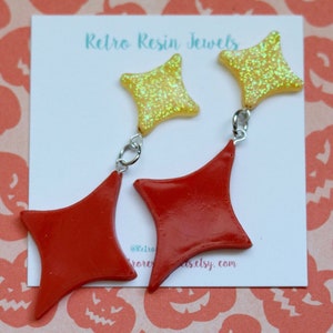 Orange and Yellow Starburst Dangle Earrings