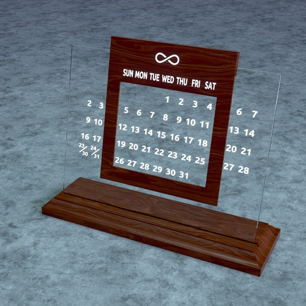 Digital files and STL model of Wooden Perpetual Desk Calendar - Desk Accessories with Unique Model of Rustic Perpetual Calendar
