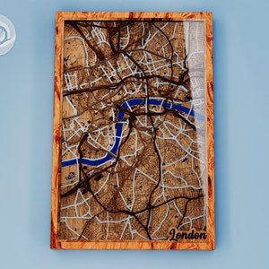 Meerlagige kaart van Londen met POI, spoorwegen, ondergrondse lagen, kunst aan de muur, cnc router laserbestanden - SVG, AI, dxf, pdf, eps, digitale download
