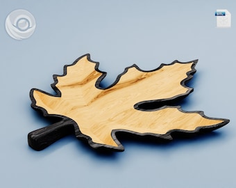 Red Maple Leaf Plato de madera para servir archivos de enrutador CNC o impresión 3D / Descarga digital - Impresión 3D STL