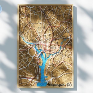 Washington DC Mapa multicamadas Arquivos SVG, PDF, eps, ai dxf para arquivos de gravação a laser e arquivos de roteador cnc - download digital