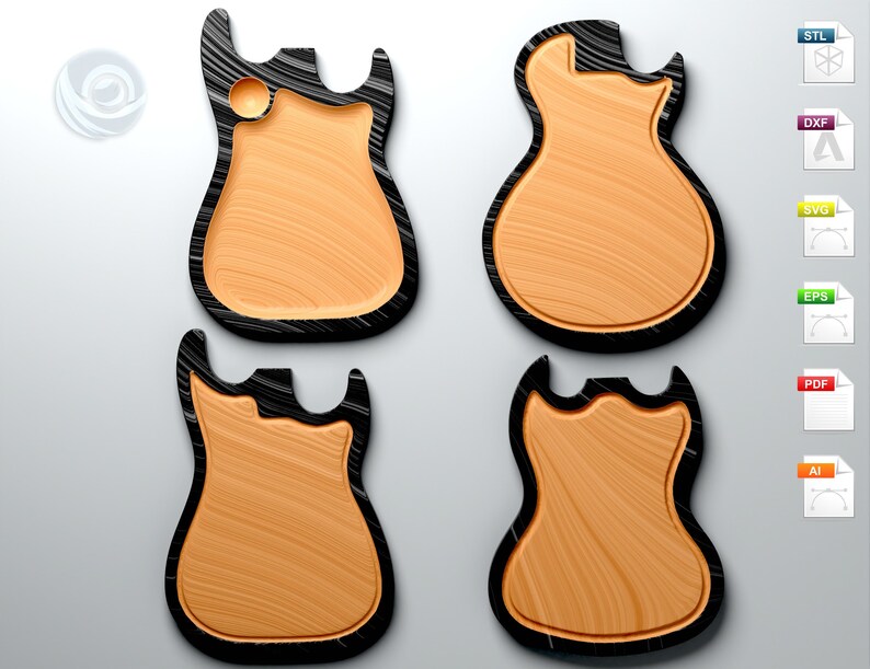 Electric Guitars Cutting Board Cnc Files for Wood 3d Print Etsy