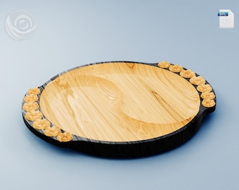 Round Combination plate with handles files for cnc router, Instant download - STL file