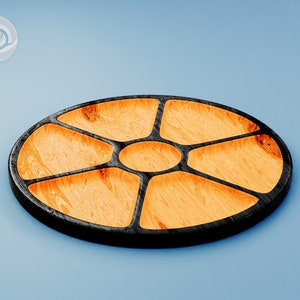 File STL, DXF, SVG di grande vassoio in legno + ciotola per salsa per router cnc, download istantaneo, piatto da portata - 7 sezioni