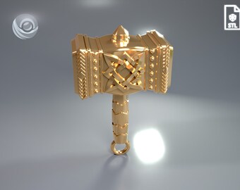 DIY Thor Hammer necklace model for 3D printing and jewelry casting in gold, silver or bronze / keychain / pendant - STL files
