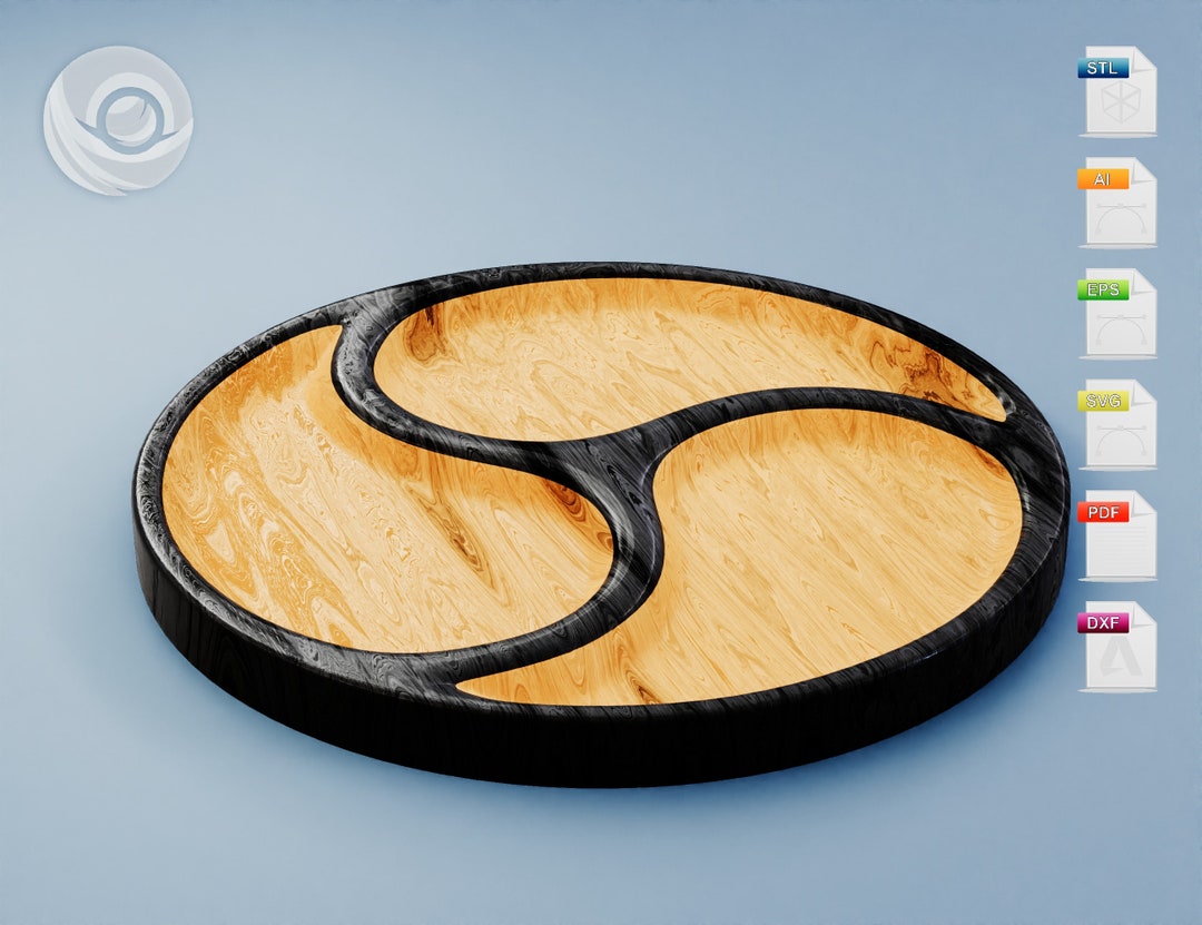 Large Serving Platter Cnc Router Files, Round Wood Tray, Sushi Plate ...