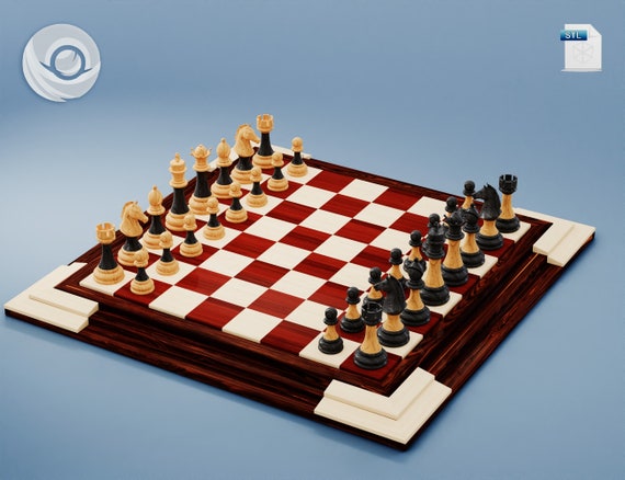 Luxury Wooden Chess Set With Board 6pcs for CNC Router 3D 