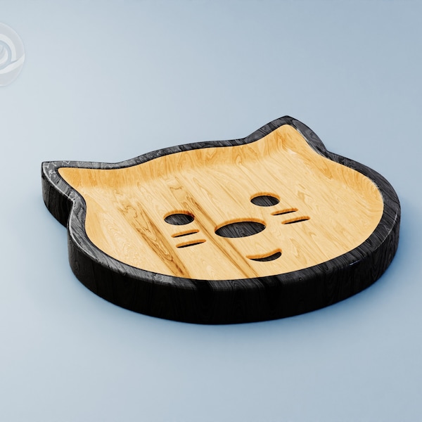 Cat wooden bowl for cnc router, serving plate - STL, DXF, SVG files