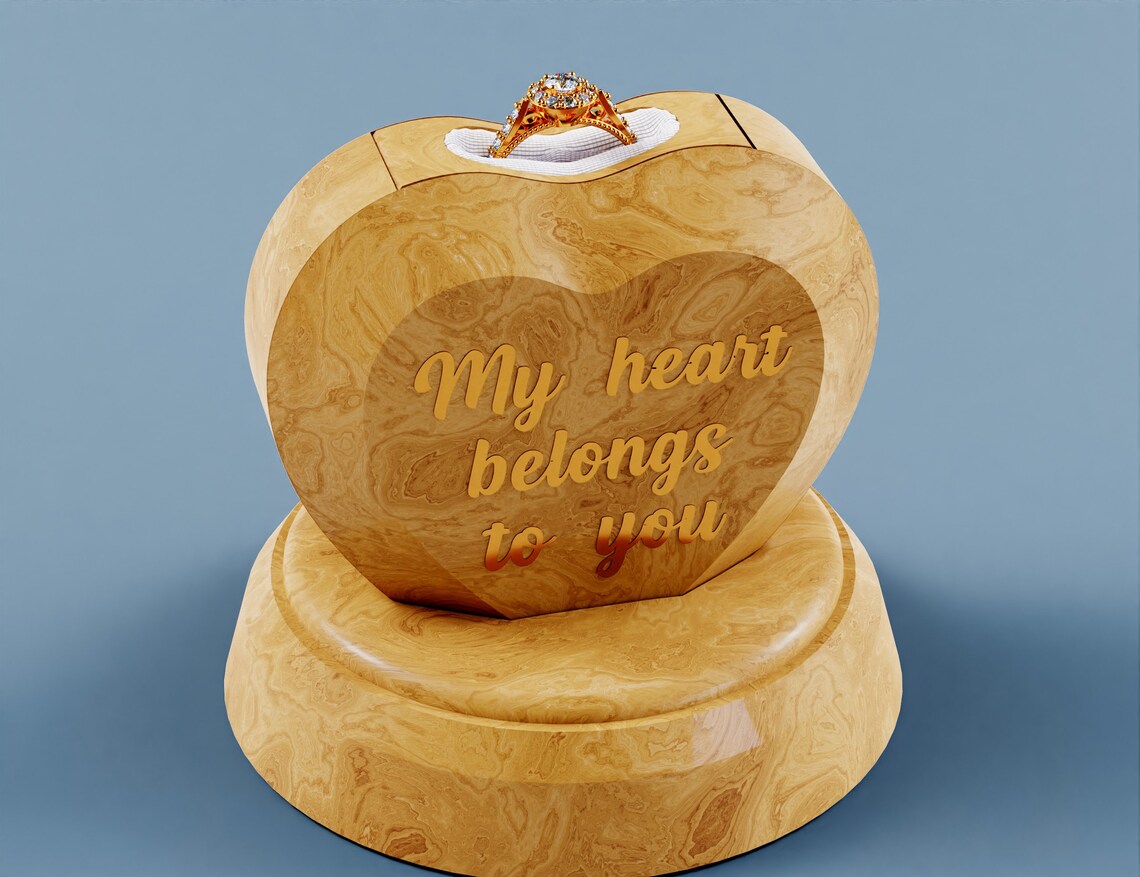 Personalized Ring Box Engagement Ring Box With Stand Heart Shape Ring