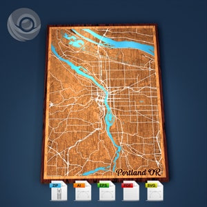 Portland road street map gift for him wall art decor vector laser cutting template files svg pdf ai eps digital download