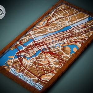New York City NY Multylayer-Karte SVG, PDF, eps, ai, dxf Dateien für die Lasergravur Dateien und CNC-Fräserdateien - digitaler Download