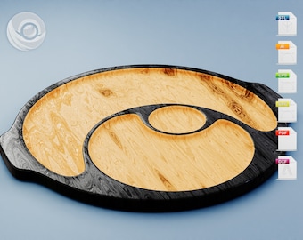 Round Combination plate with handles files for cnc router, Instant download - STL, DXF, SVG files