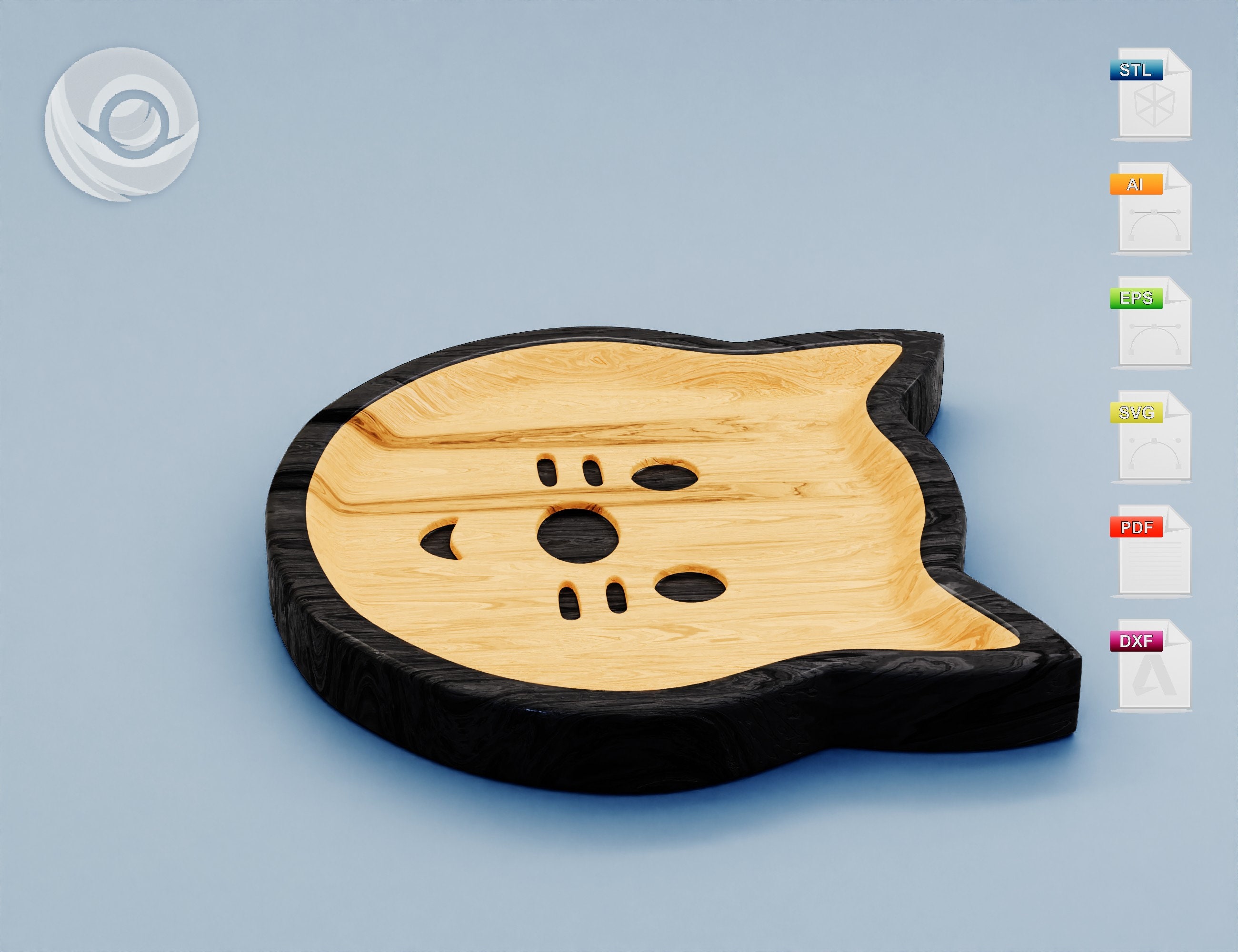 Cat Wooden Bowl for Cnc Router, Serving Plate - STL, DXF, SVG Files - Etsy