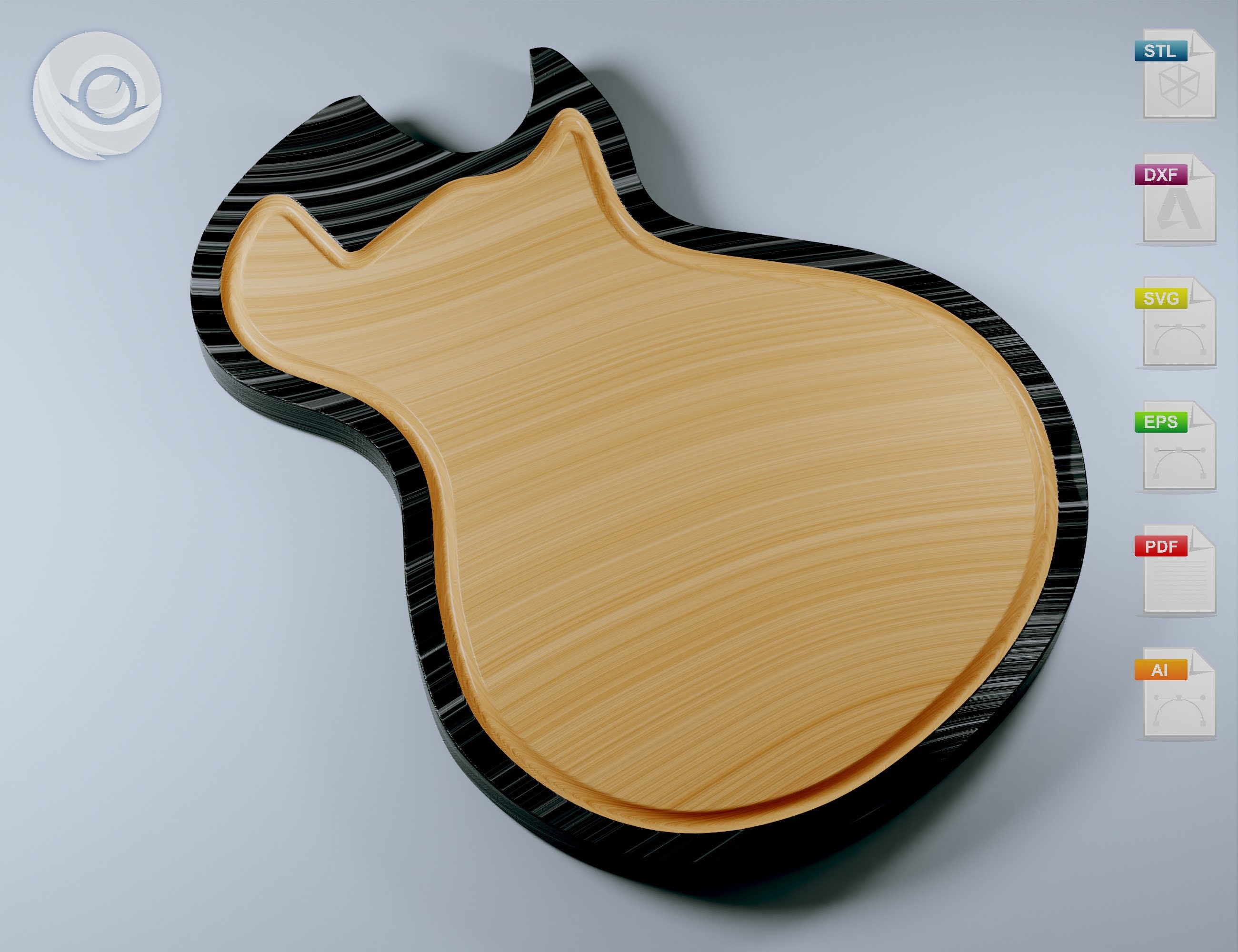 Electric Guitars Cutting Board Cnc Files for Wood 3d Print Etsy