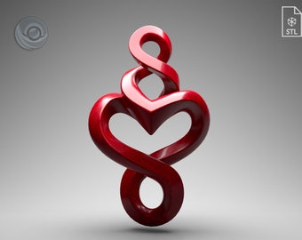 Ewiges Herz 3D Druckdateien, Infinity Love mit Twist Design, handgefertigter moderner Holzschmuck - STL Dateien / digitaler Download