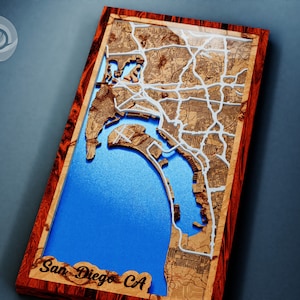 San Diego Multilayered Straßenkarte Geschenk für ihn Stadt Karte Wand Kunst Dekor Laser schneiden Vorlage Dateien svg dxf pdf ai eps digitaler download