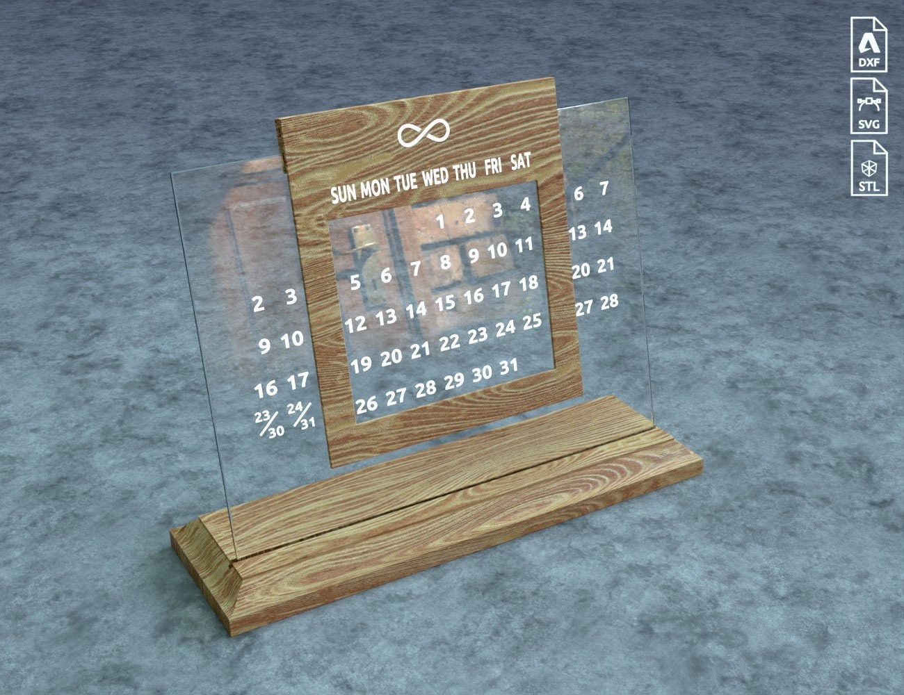 Digital Files and STL Model of Wooden Perpetual Desk Calendar Desk ...