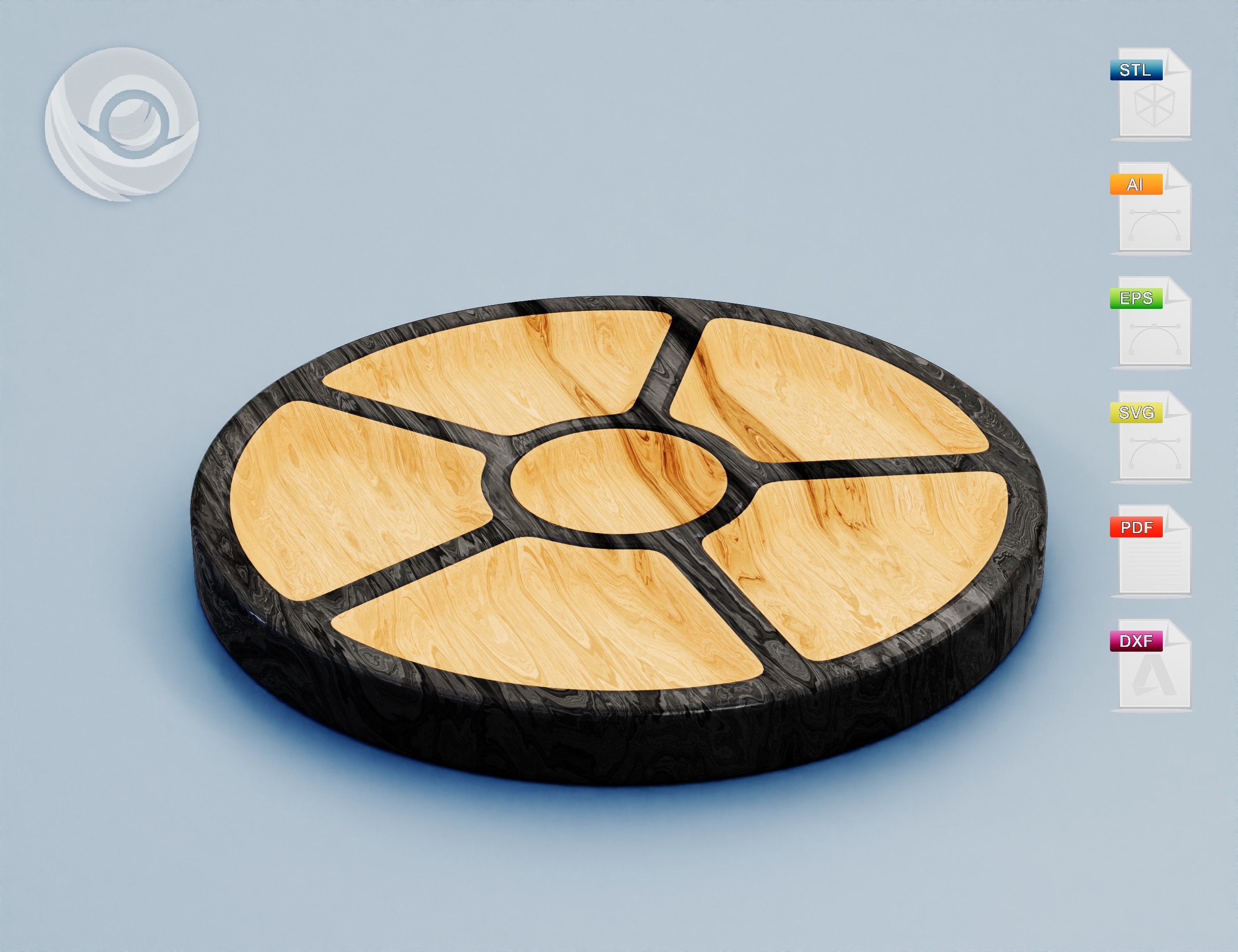 STL, DXF, SVG Files of Large Wooden Tray + Sauce Bowl for Cnc Router ...