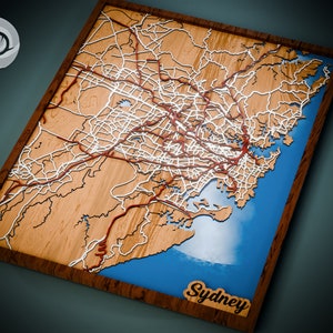 Sydney Multylayer map SVG, PDF, eps, ai dxf files for laser engraving files and cnc router files - digital download
