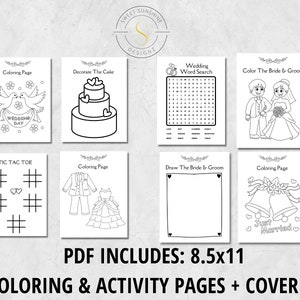 Wedding Activity Coloring Book for Kids, Coloring & Activity Book for Kids, PDF, Kids Coloring Sheets Instant Download  Printable PDF