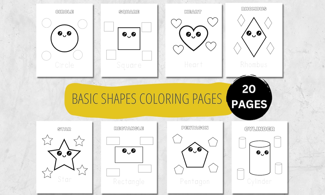 Basic Shapes Coloring Pages for Kids, Preschoolers, Toddlers, 20