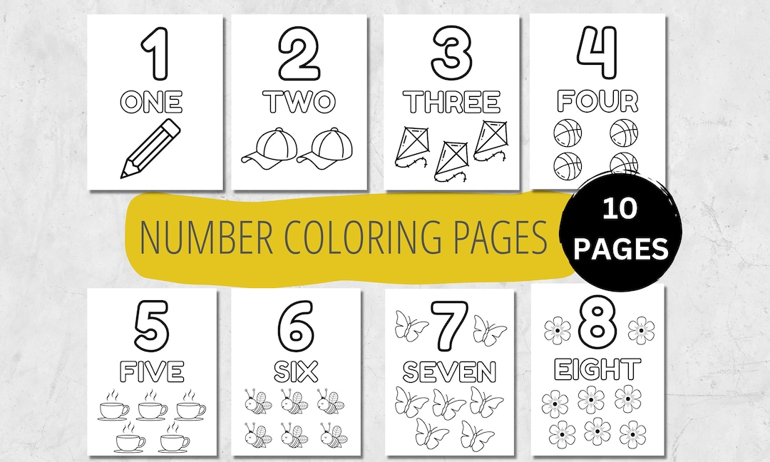 Number Coloring Pages (1-10) Printable Preschool, Kindergarten
