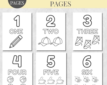 Number Coloring Pages (1-10) Printable Preschool, Kindergarten Homeschool Worksheet Activity, Coloring Page INSTANT DOWNLOAD