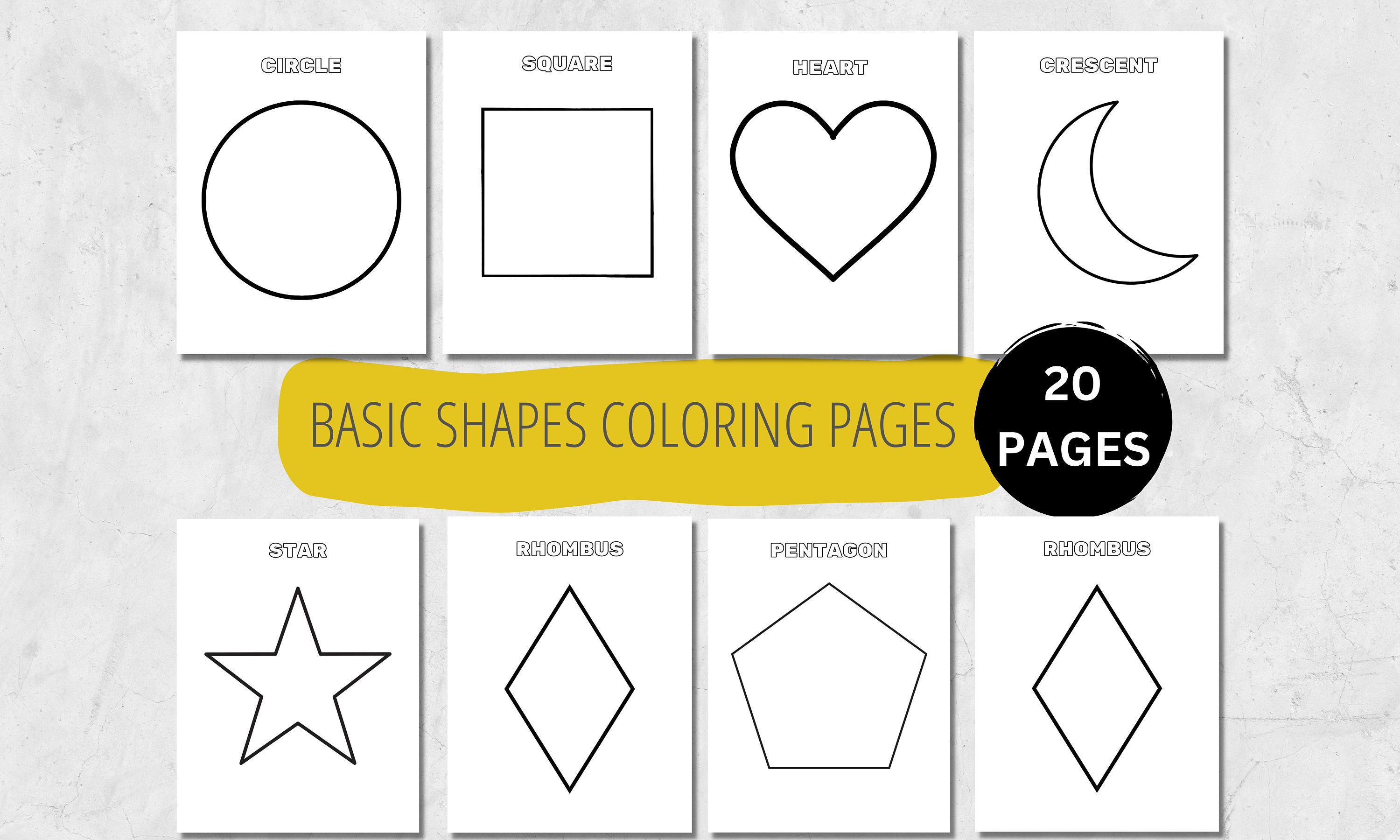 Basic Shapes Coloring Pages for Kids, Preschoolers, Toddlers