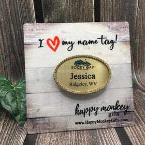 Bling Rhinestone Gold Name Tag: Jeweled Magnetic Badge