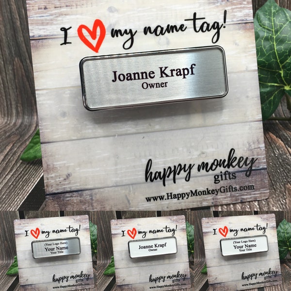 Rectangle Silver Name Tag - Plastic - Magnet - FREE SHIPPING