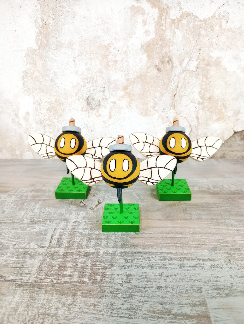 Super Mario Bros. Bee Bob-omb Wooden Figurine image 5