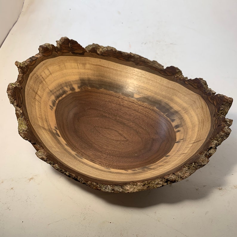 10.25x9x4.25 Live Edge Black Walnut Bowl
