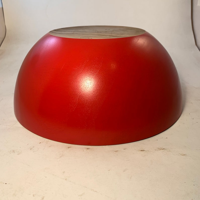 Large Walnut Bowl with a Red Exterior 11.5x4.75