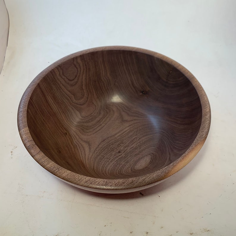 Large Walnut Bowl with a Red Exterior 11.5x4.5