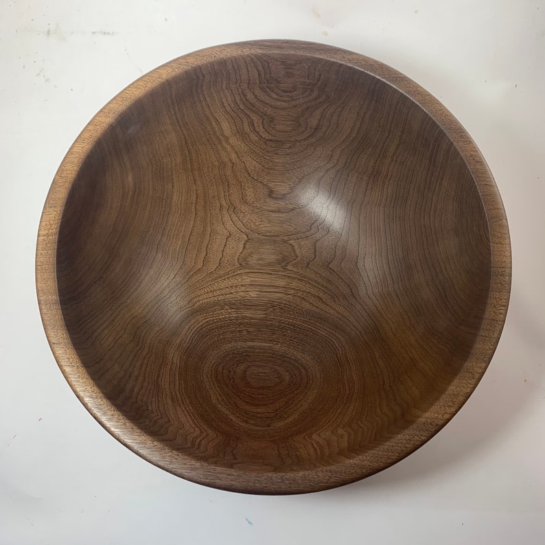 Gift for her Large Walnut Bowl with a Red Exterior 13x5.5