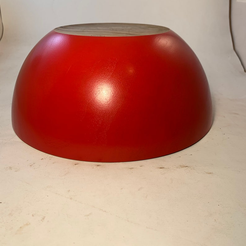 Large Walnut Bowl with a Red Exterior 11.5x4.75