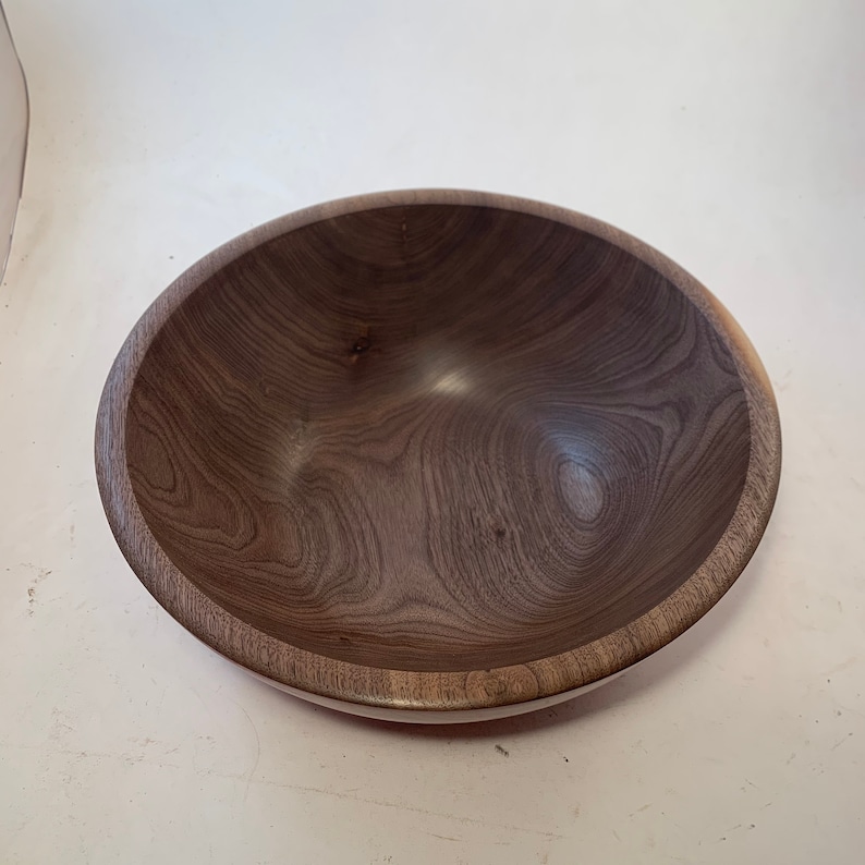 Large Walnut Bowl with a Red Exterior 11.5x4.5
