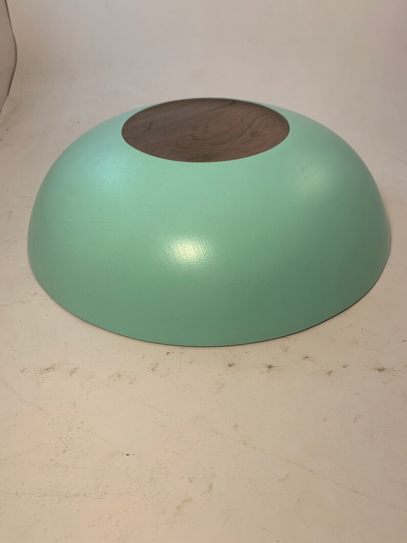 12x3.25 Large Black Walnut Bowl Satin Teal Exterior