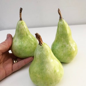 Pear Sculptures, Porcelain Pears, Pear Trio, Ceramic Pears, Decorative Pears, Hand made ceramic pears, Helen Ashley Pears, Ceramic Sculpture