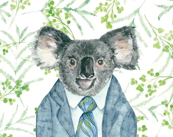 Kevin Koala, Koala Scientist, Koala Print, Helen Ashley Koala Art, Humanised Koala, Art Print, Koala Art, Australian Art, Native Animal Art