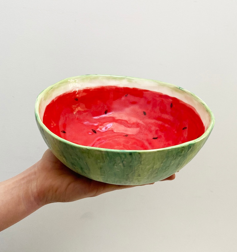 Watermelon, watermelon bowl, salad bowl, fruit bowl, fun serving bowl, summer fruit, fruit art, watermelon art, tropical bowl, fun bowl Large
