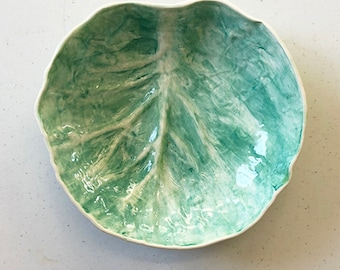 Cabbage plate, porcelain bowl, coleslaw bowl, cabbage bowl, green handmade bowl, porcelain ceramic tableware, cabbage platter, serving plate