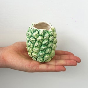 XS Pineapple, Pineapple vase, pineapple planter, ceramic pineapple, hand cast pineapple, porcelain pineapple sculpture, succulent planter