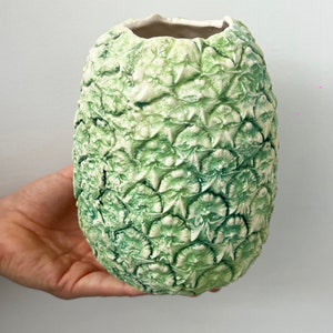 XL Pineapple, Pineapple vase, pineapple planter, ceramic pineapple, hand cast pineapple, porcelain pineapple sculpture, succulent planter