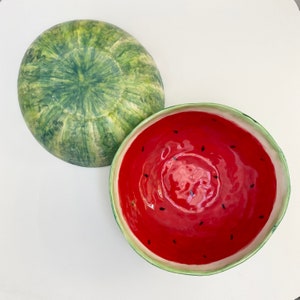 Watermelon, watermelon bowl, salad bowl, fruit bowl, fun serving bowl, summer fruit, fruit art, watermelon art, tropical bowl, fun bowl image 2