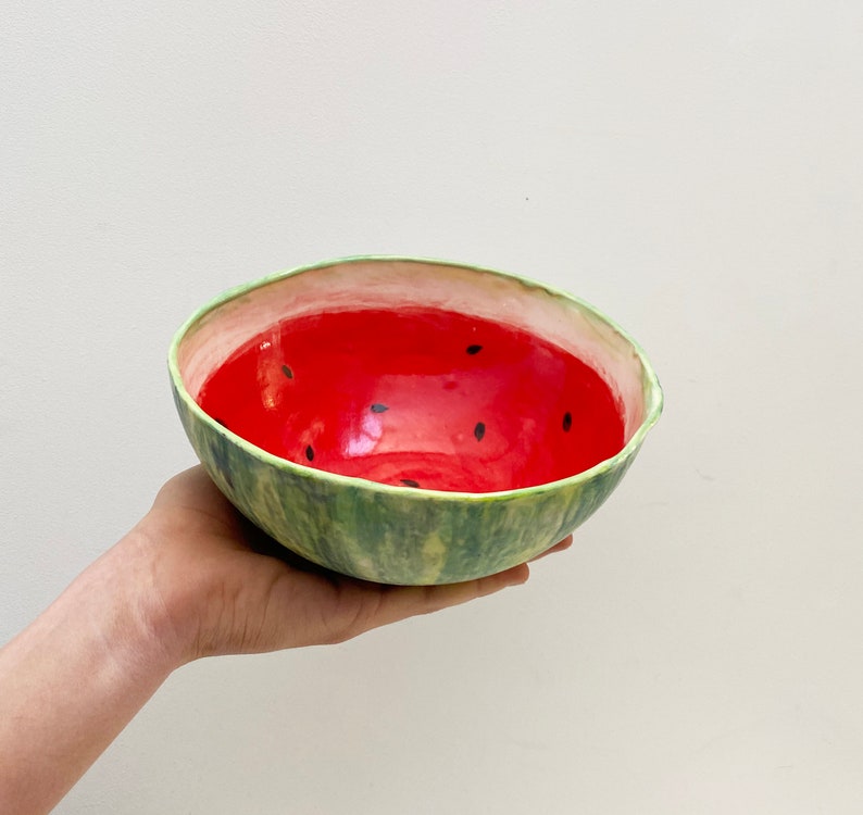 Watermelon, watermelon bowl, salad bowl, fruit bowl, fun serving bowl, summer fruit, fruit art, watermelon art, tropical bowl, fun bowl Small