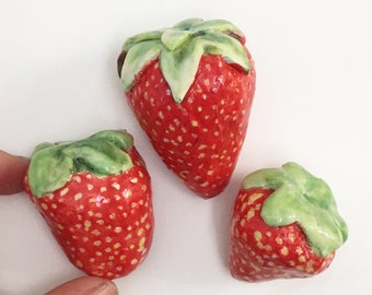 Strawberry, Strawberry art, porcelain fruit, porcelain strawberry, ceramic strawberry, strawberry sculpture, summer strawberry, strawberries