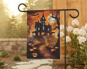 Haunted House on a Hill Garden Flag/ House Banner for Halloween