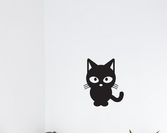 Little black kitty cat decal| cat sticker by DecalTheory on Etsy